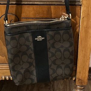 Coach black and brown cross body bag